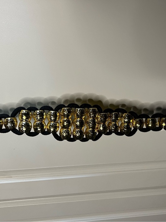 Vintage Ann Taylor 90s Black Braided Rope Gold Bead Belt Medium main image 9